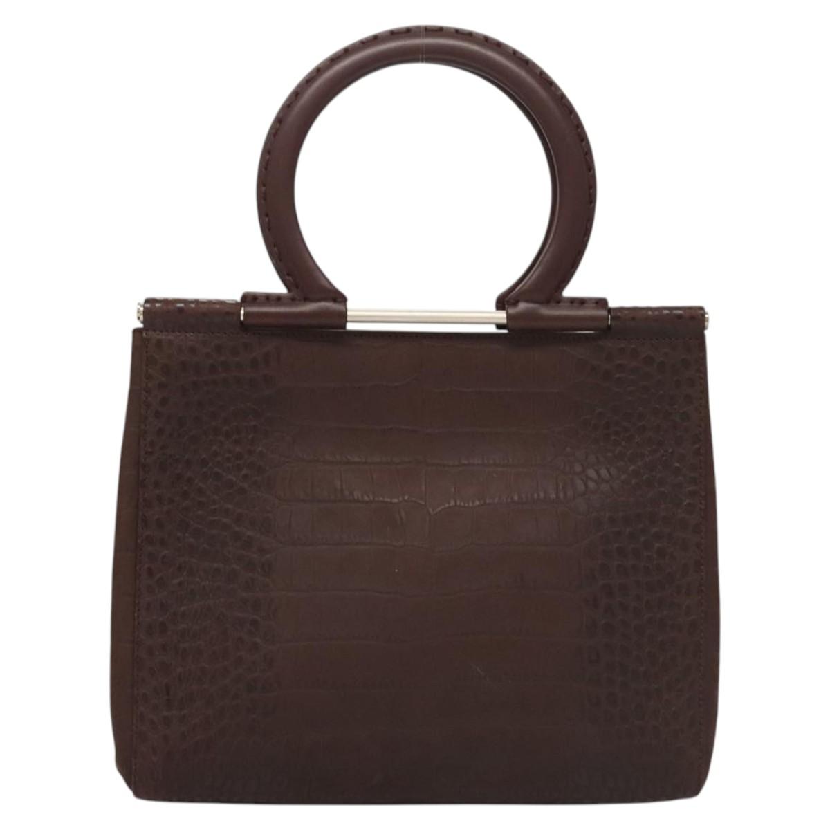 Salvatore Ferragamo Iconic Top Handle Brown Leather Handbag (Pre-Owned)