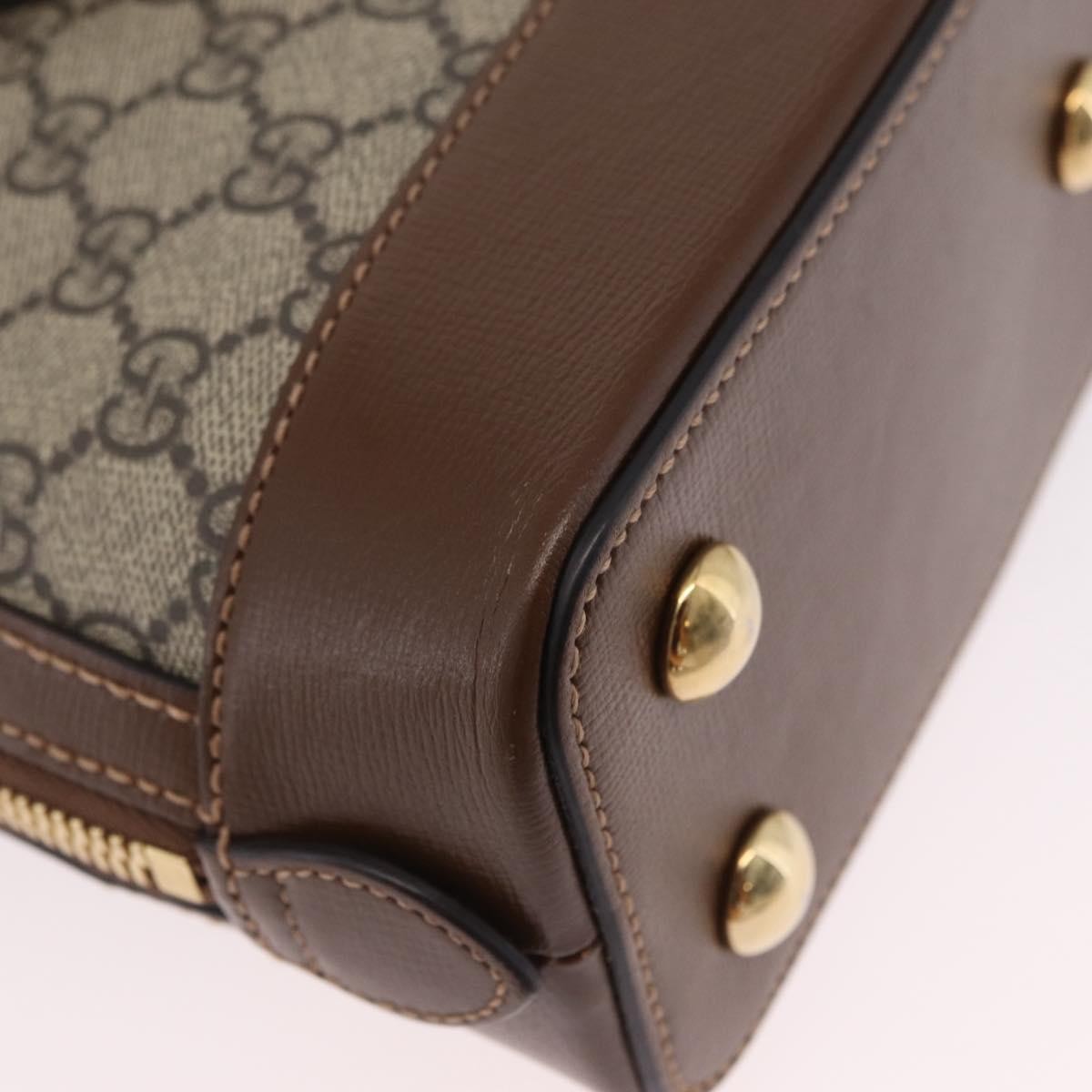 Gucci Horsebit 1955 Top Handle Gg Coated Canvas With Leather Beige Canvas Handbag (Pre-Owned)
