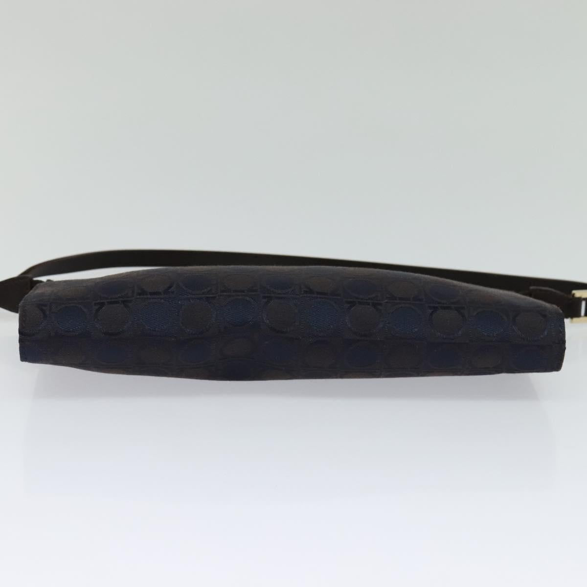 Salvatore Ferragamo Gancini Navy Canvas Handbag (Pre-Owned)
