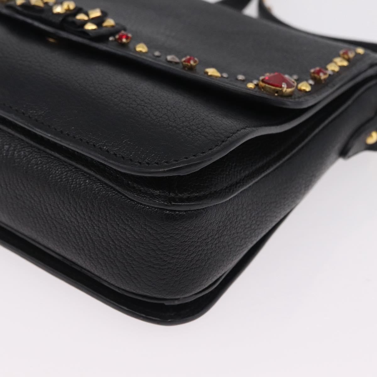 Miu Miu Shoulder Leather Black Leather Shoulder Bag Bag (Pre-Owned)