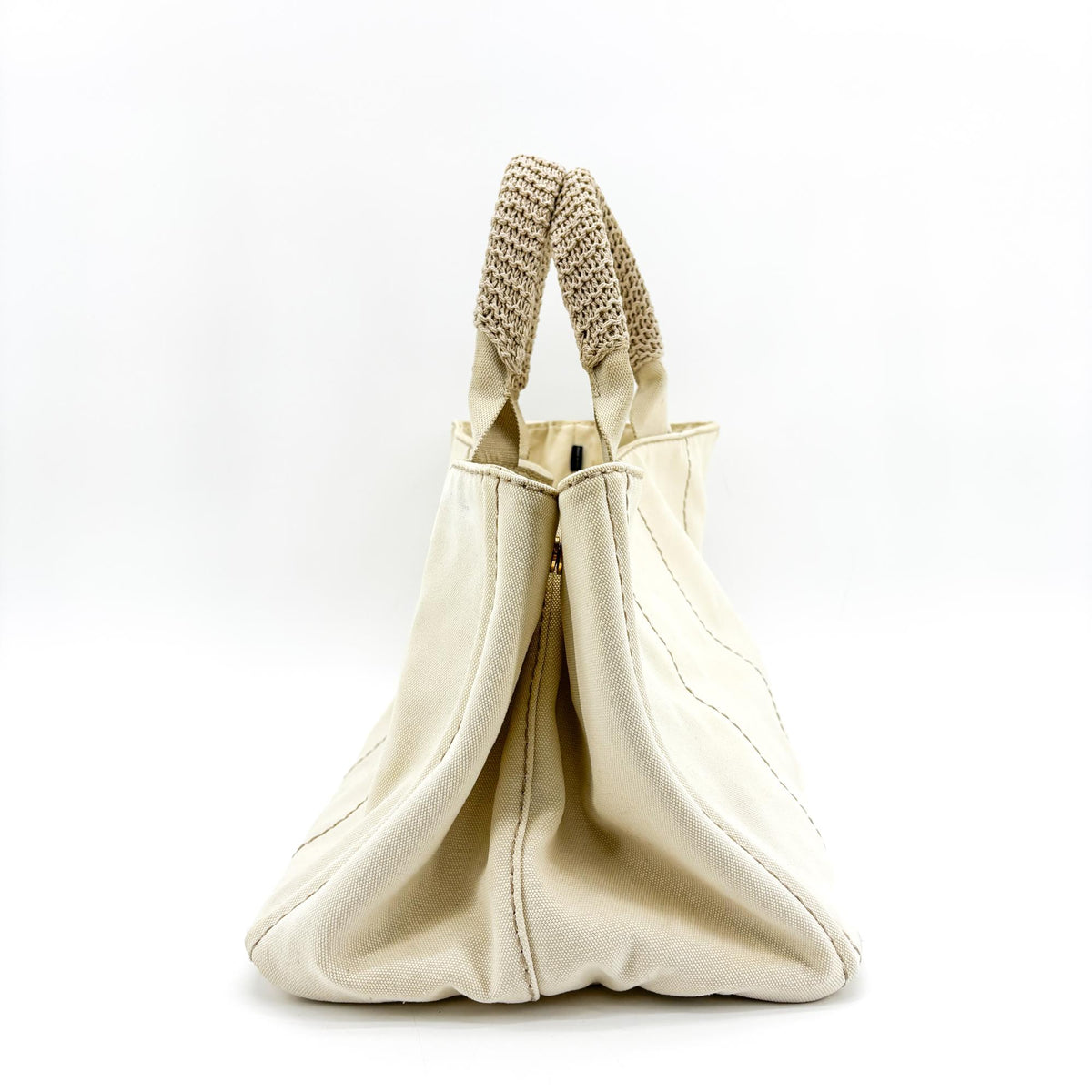 Prada Canapa Canvas Beige Canvas Tote Bag Bag (Pre-Owned)