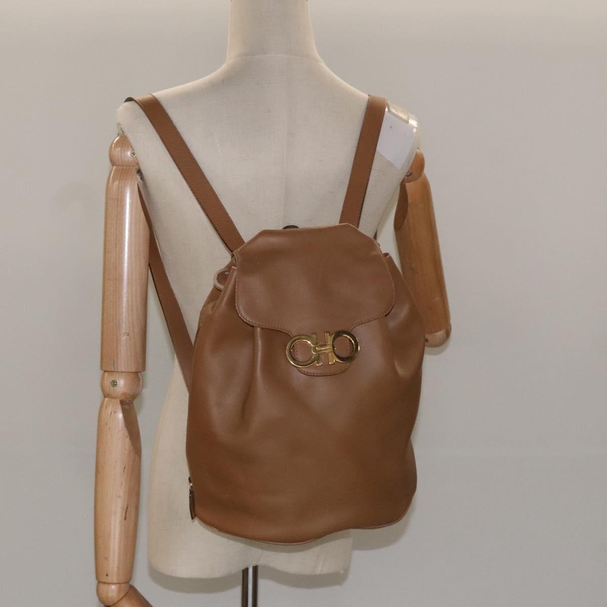 Salvatore Ferragamo Gancini Brown Leather Backpack Bag (Pre-Owned)