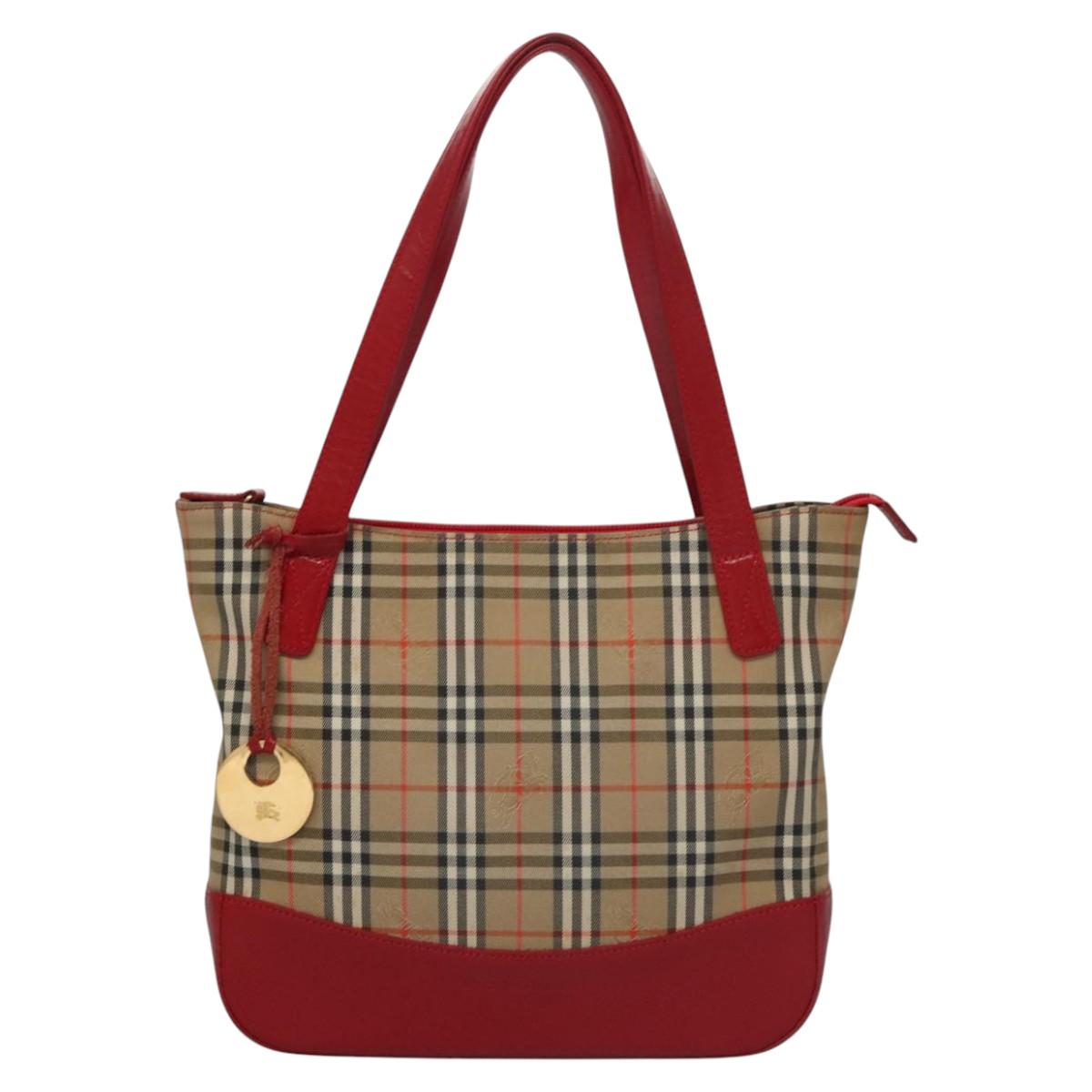 Burberry Nova Check Beige Canvas Tote Bag (Pre-Owned)
