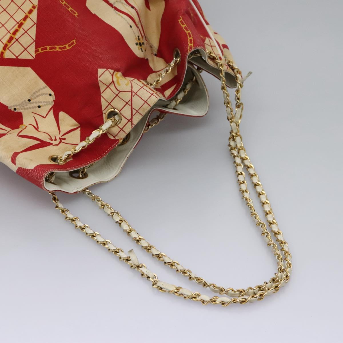 Chanel Coco Mark Red Canvas Shoulder Bag (Pre-Owned)