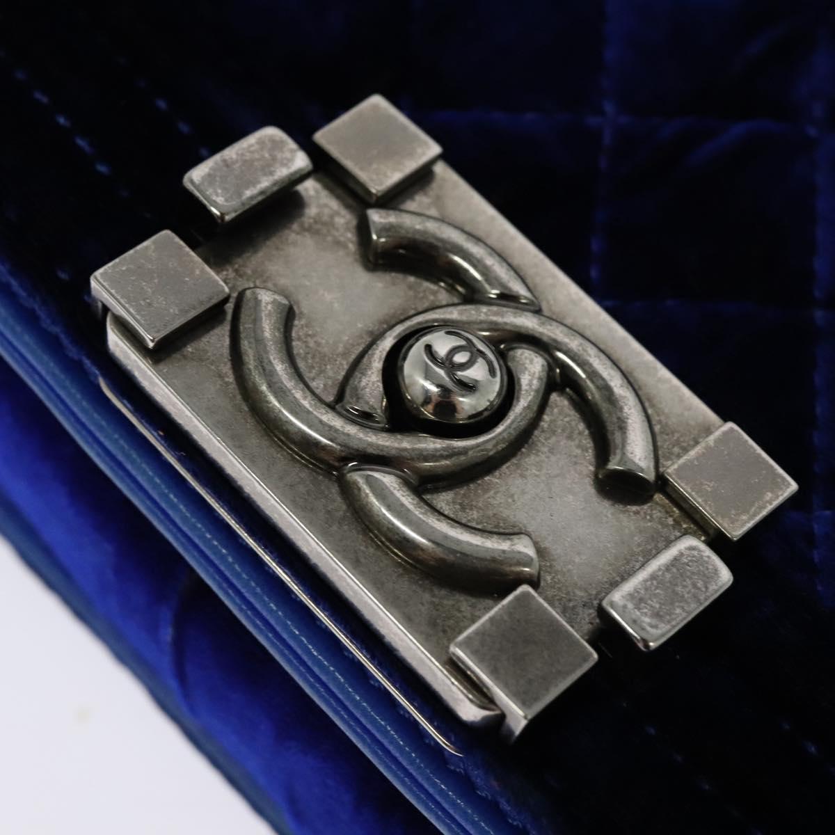 Chanel Boy Blue Velvet Shoulder Bag (Pre-Owned)