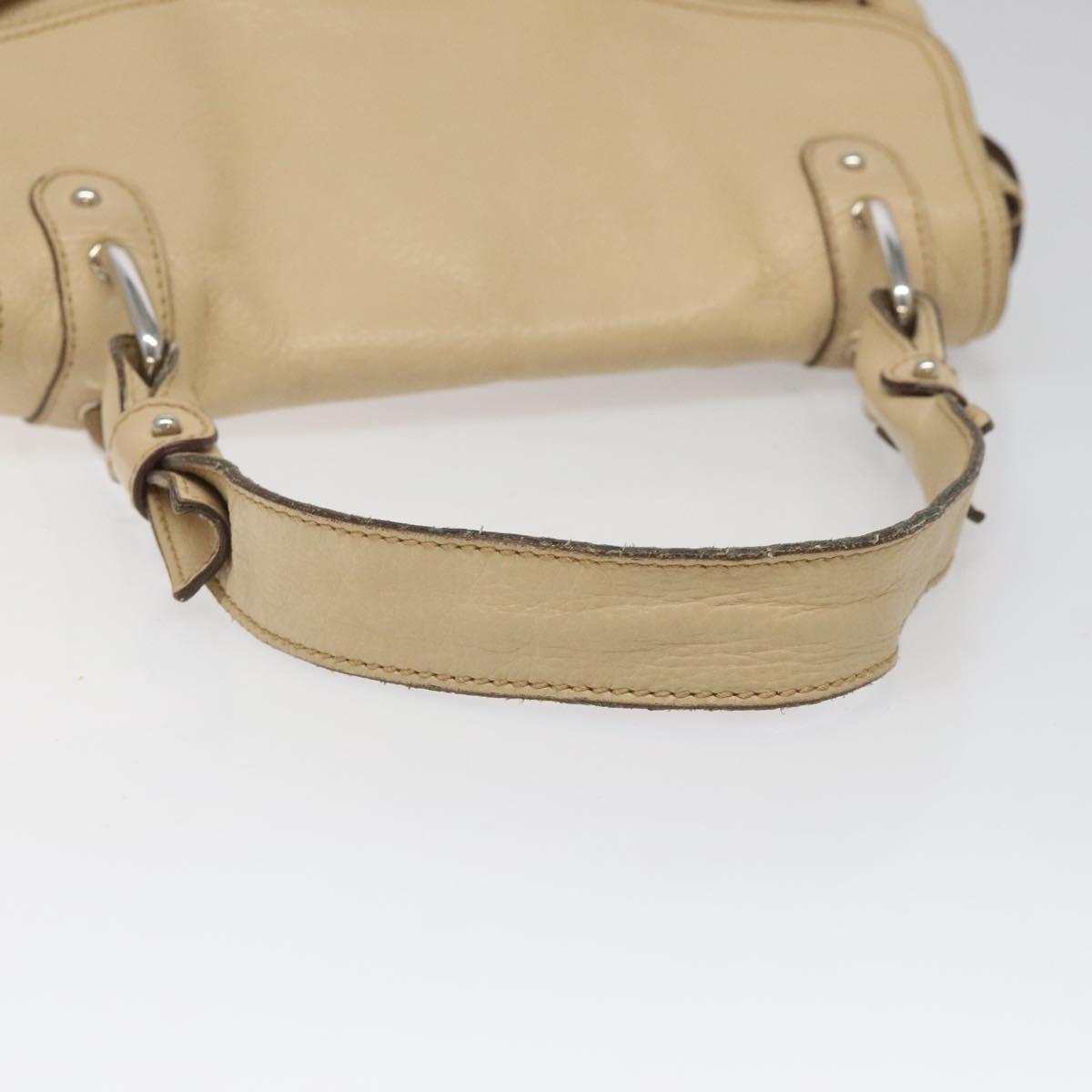 Salvatore Ferragamo Gancini Beige Leather Shoulder Bag (Pre-Owned)
