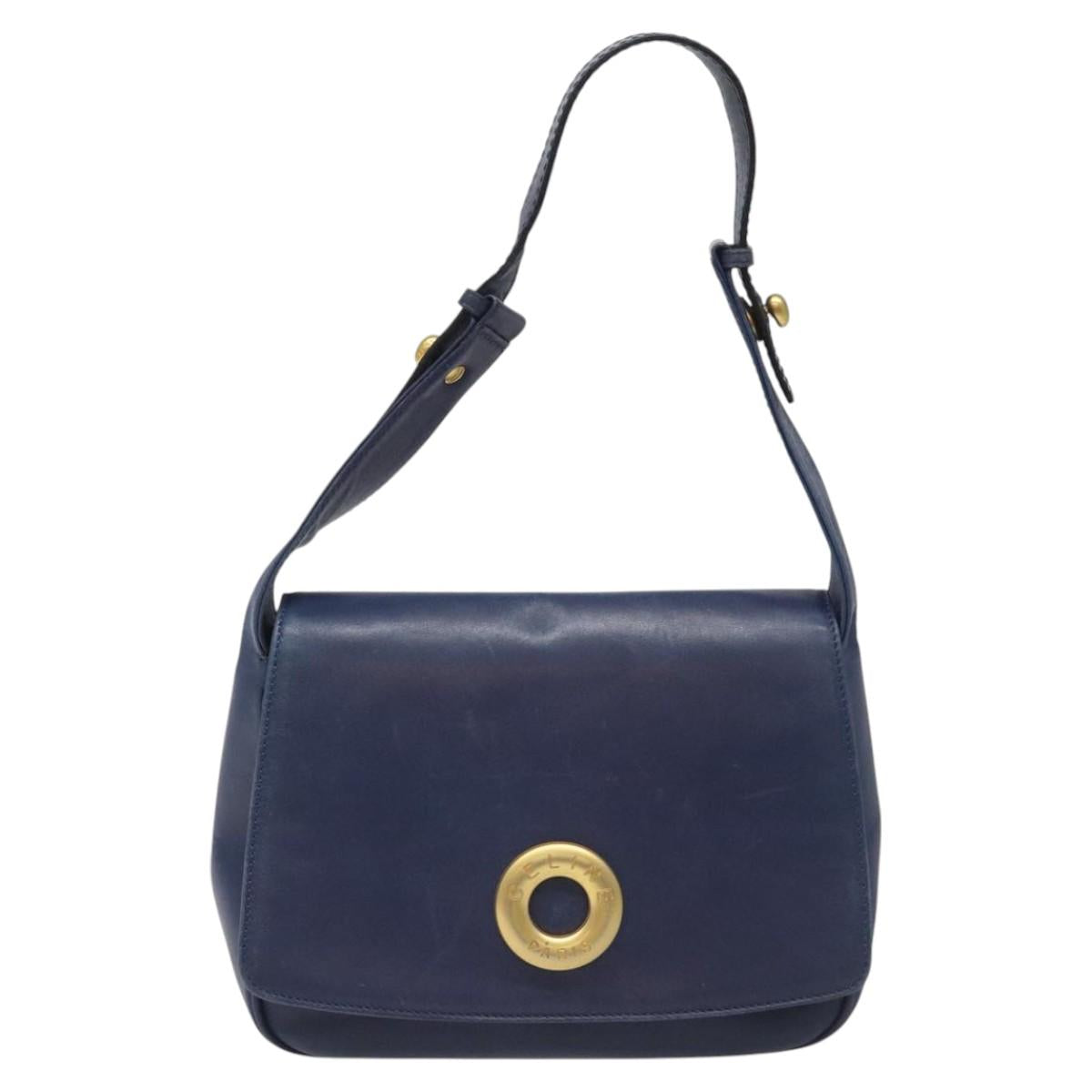 Céline Logo Du Cercle Blue Leather Shoulder Bag (Pre-Owned)