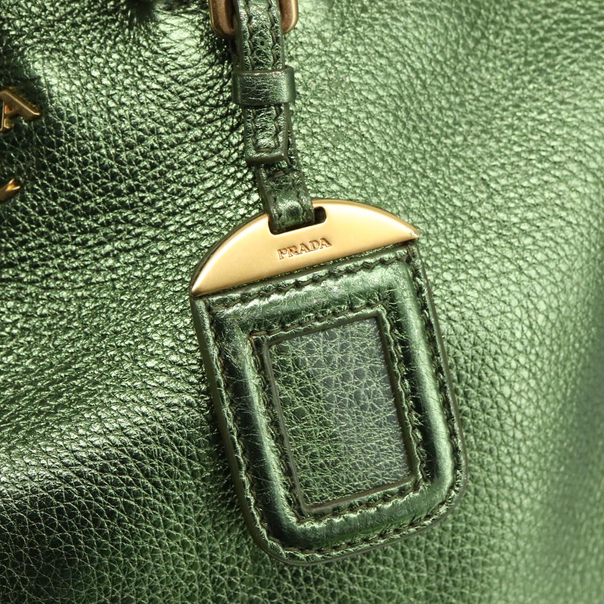 Prada Saffiano Green Leather Tote Bag (Pre-Owned)