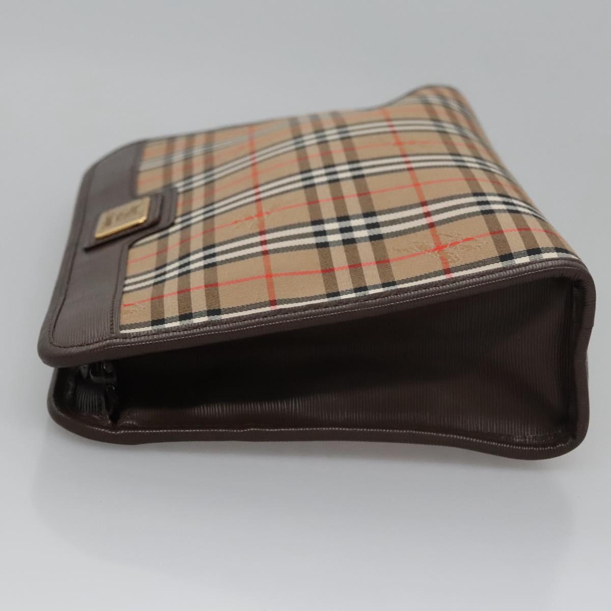 Burberry Nova Check Beige Canvas Clutch Bag (Pre-Owned)