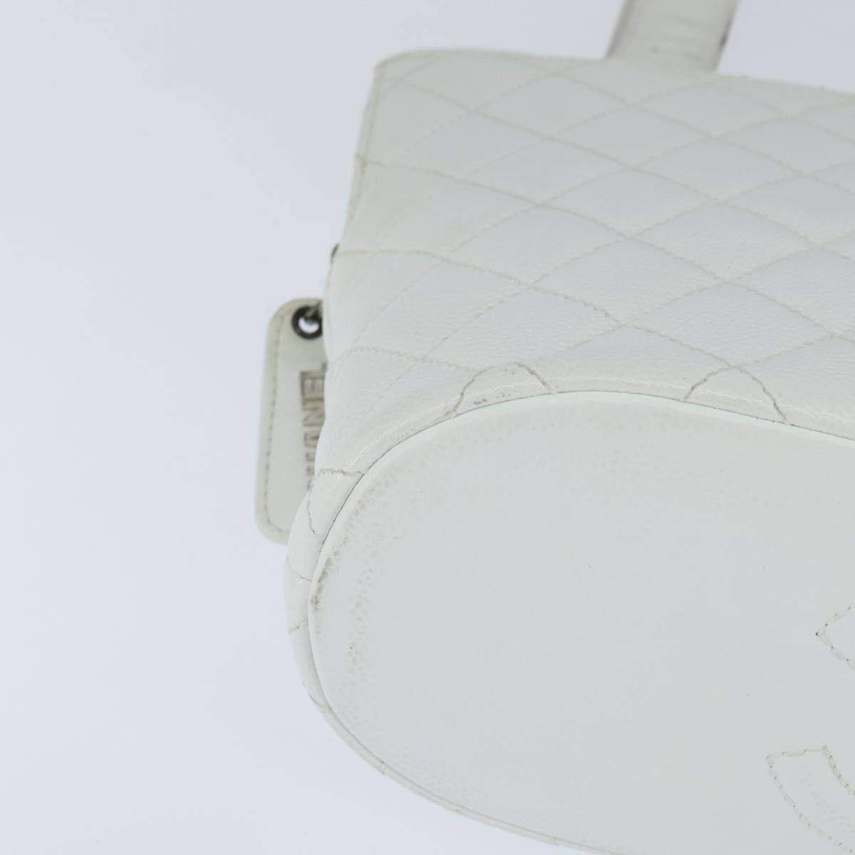 Chanel Vintage Cc Zip Around Bowler Quilted Caviar White Leather Tote Bag Bag (Pre-Owned)