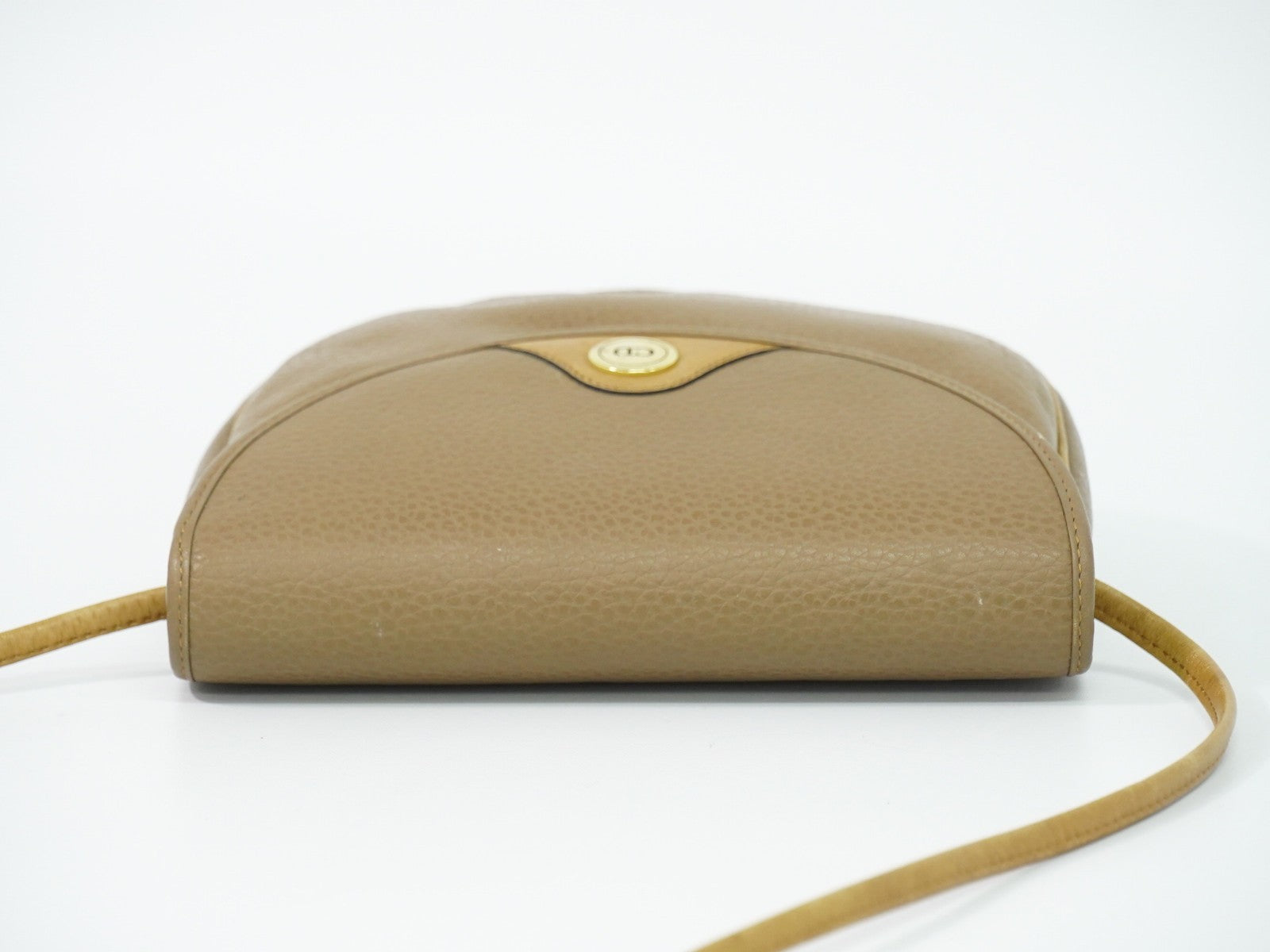 Christian Dior Vintage Cd Flap Leather Beige Leather Shoulder Bag Bag (Pre-Owned)