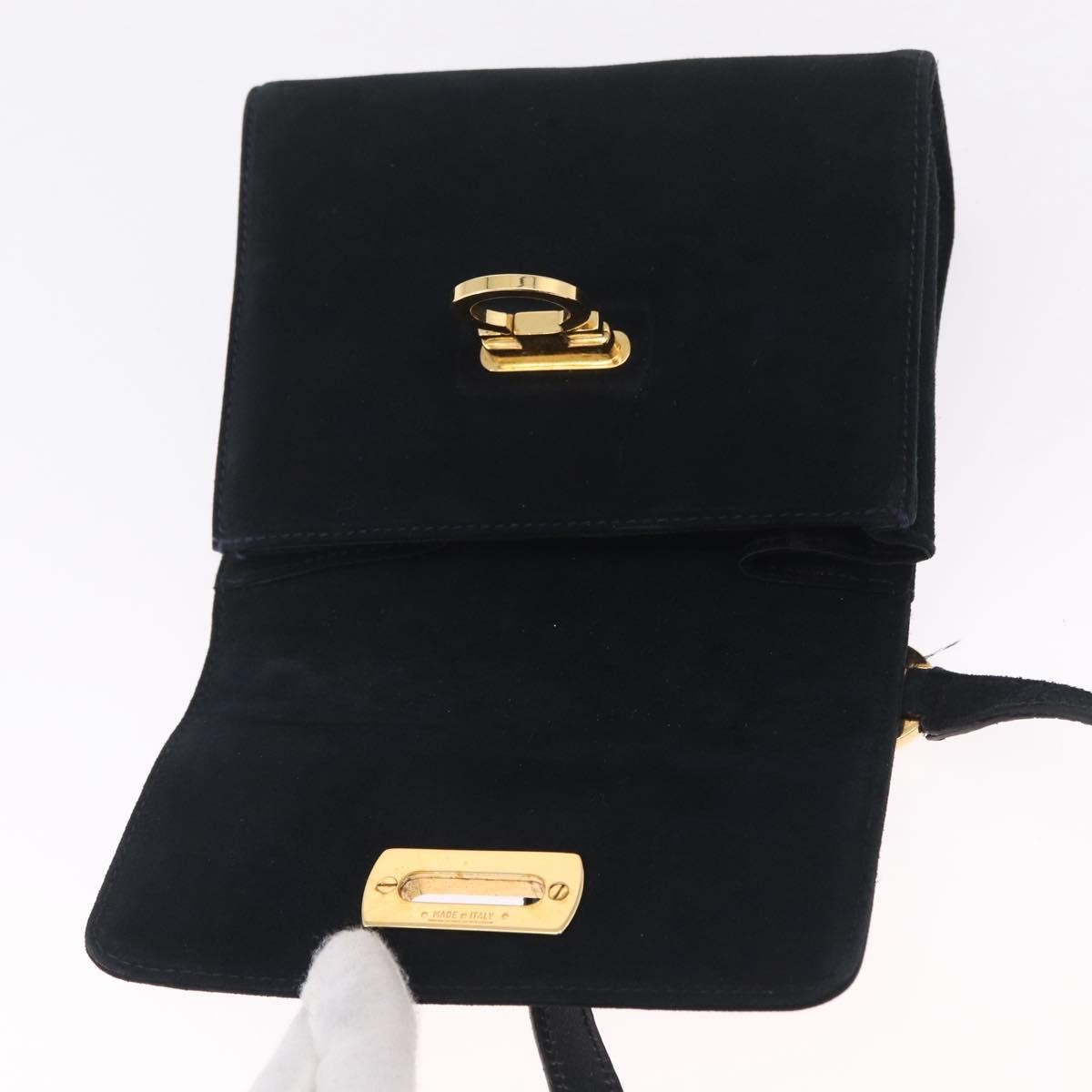 Salvatore Ferragamo Gancini Suede Navy Suede Crossbody Bag Bag (Pre-Owned)