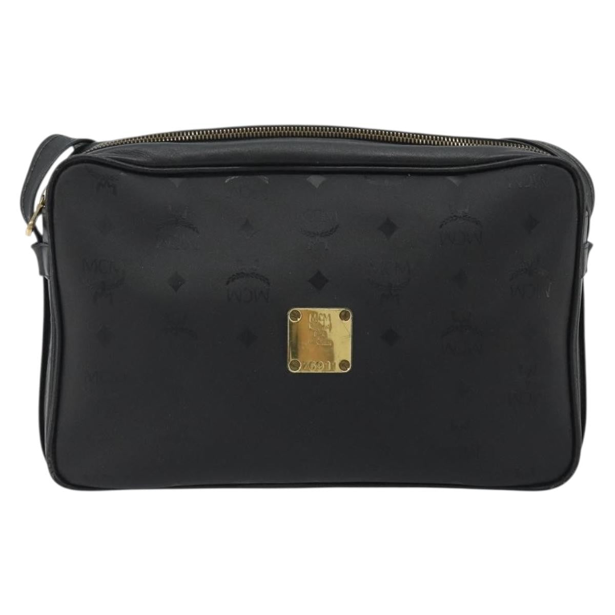 MCM Vintage Vicetos Pvc Leather Black Canvas Shoulder Bag Bag (Pre-Owned)