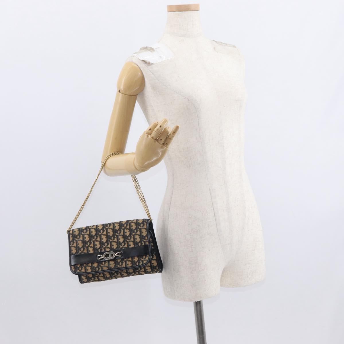 Christian Dior Vintage Cd Trotter Canvas Navy Canvas Shoulder Bag Bag (Pre-Owned)