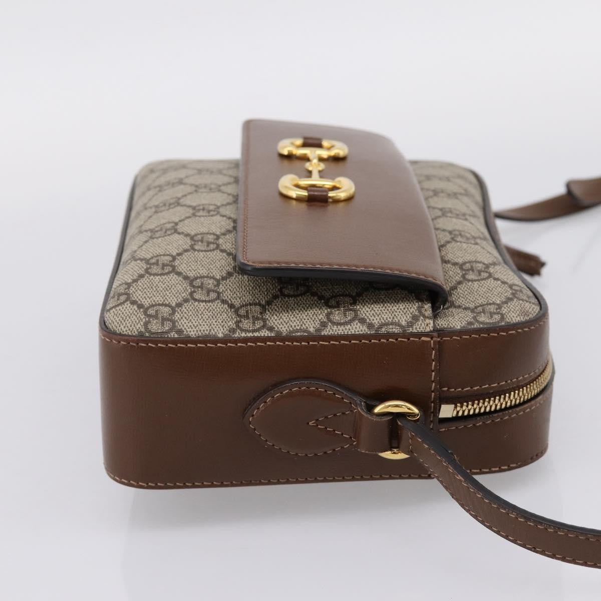 Gucci Horsebit 1955 Flap Pocket Camera Gg Coated Canvas And Leather Beige Canvas Shoulder Bag Bag (Pre-Owned)