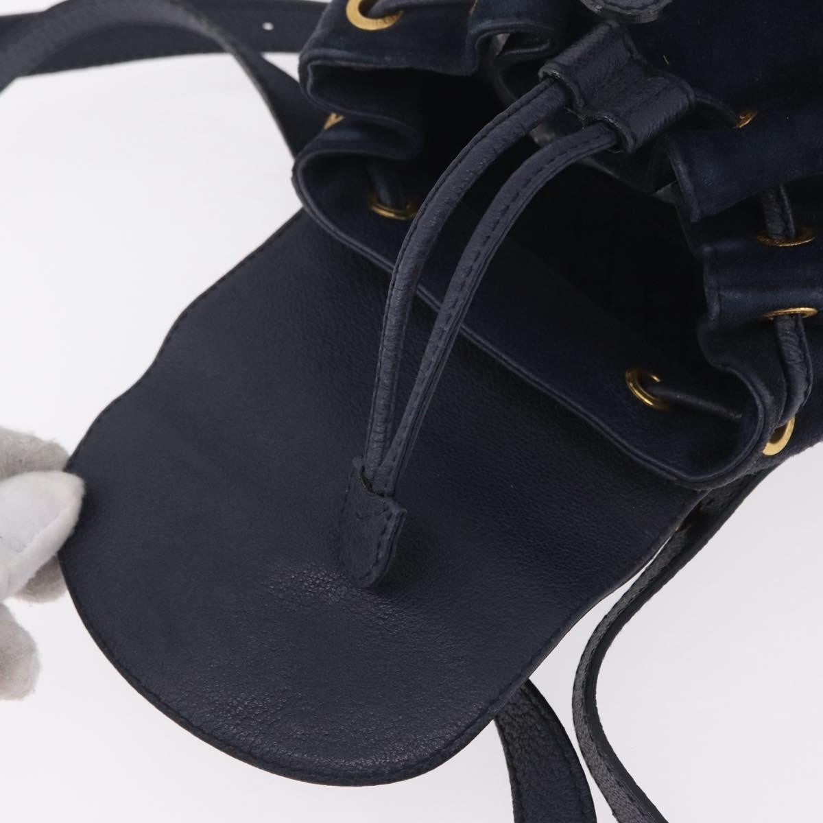 Gucci Vintage Bamboo Suede Navy Suede Backpack Bag (Pre-Owned)