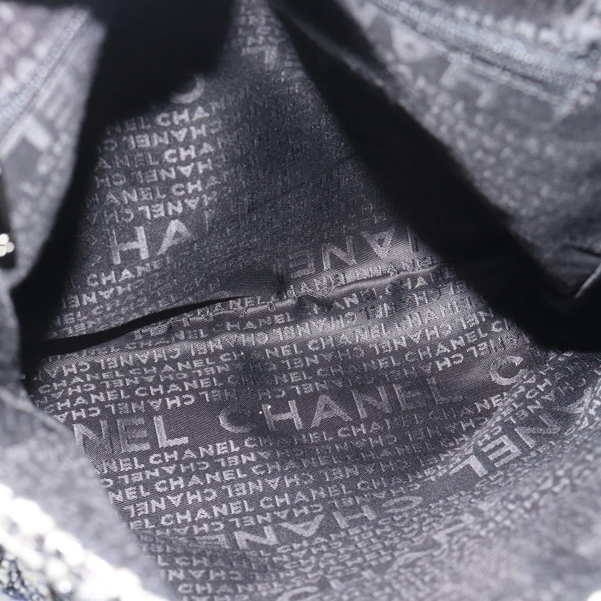 Chanel Camellia Messenger Tweed Black Tweed Shoulder Bag Bag (Pre-Owned)