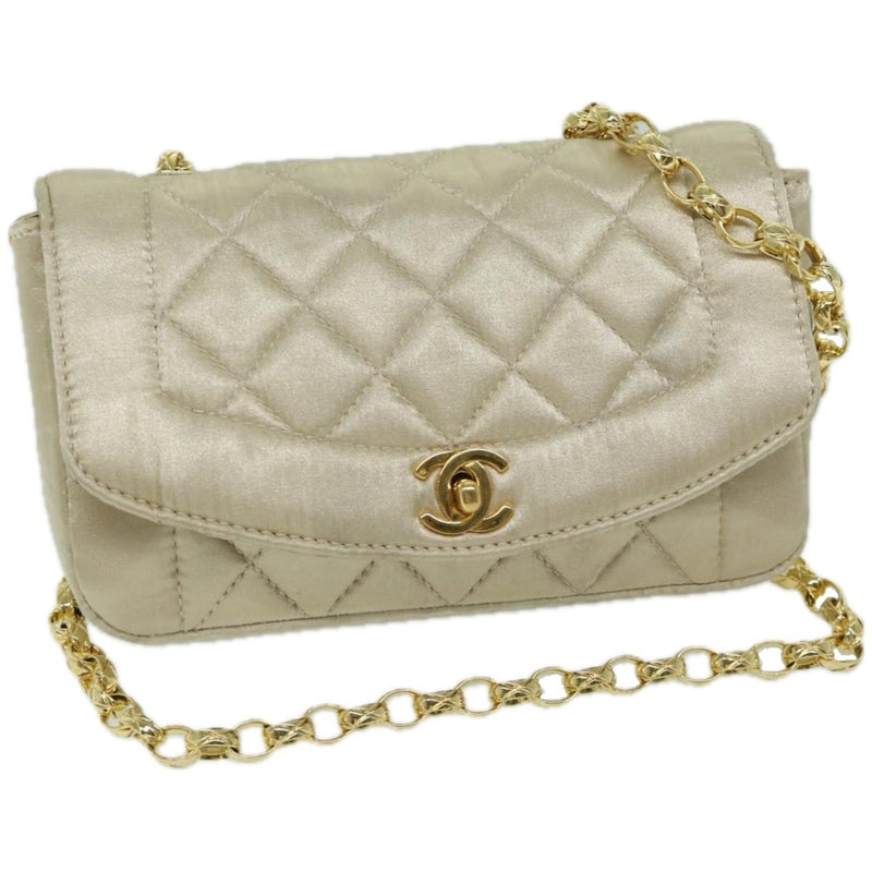 Chanel Diana Beige Silk Shoulder Bag (Pre-Owned)