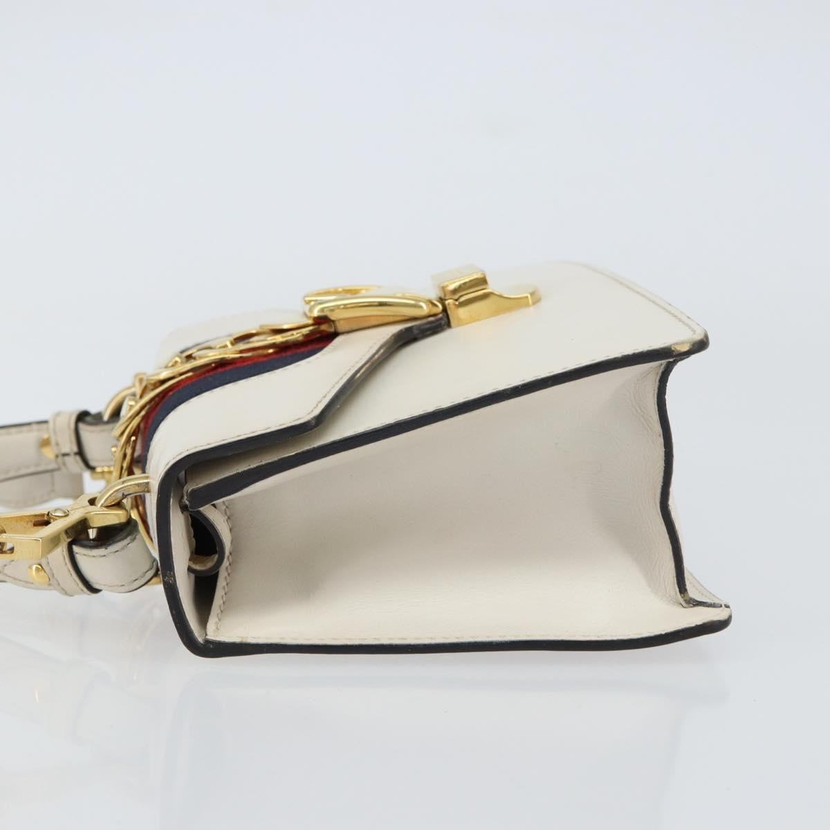 Gucci Sylvie Top Handle Leather White Leather Handbag (Pre-Owned)