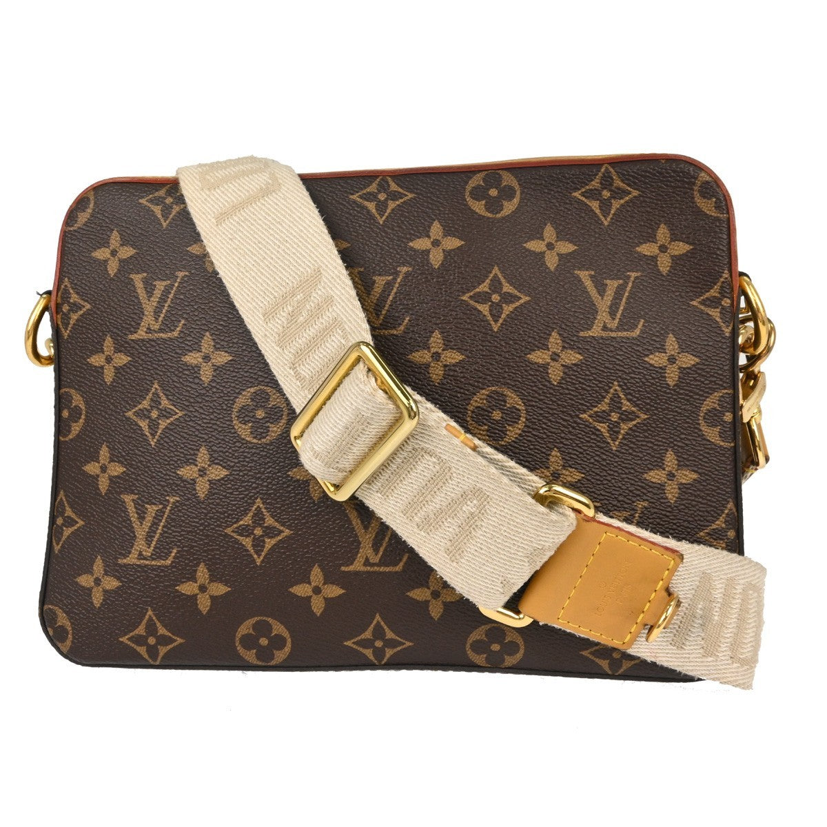Louis Vuitton Nigo Trio Messenger Limited Edition Stripes Monogram Canvas Brown Canvas Shoulder Bag Bag (Pre-Owned)