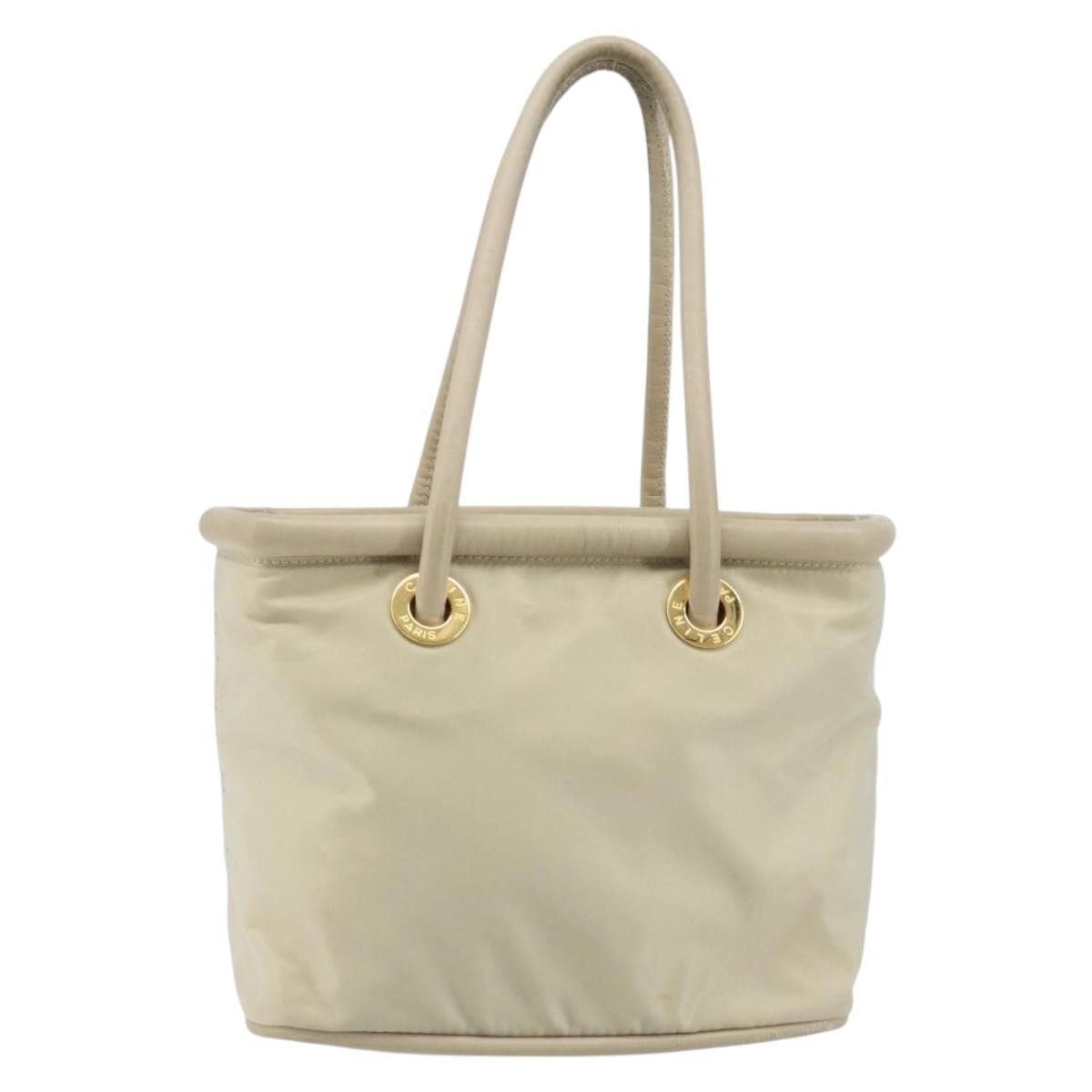 Celine Handbag Nylon Beige Nylon Handbag (Pre-Owned)