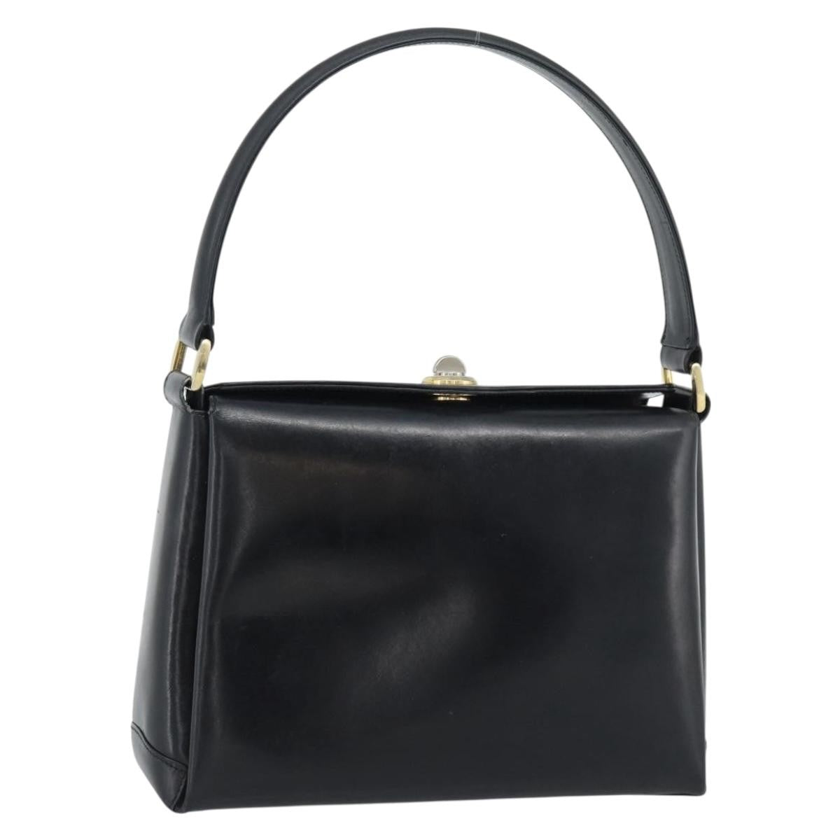 Gucci Vintage Convertible Box Leather Black Leather Handbag (Pre-Owned)