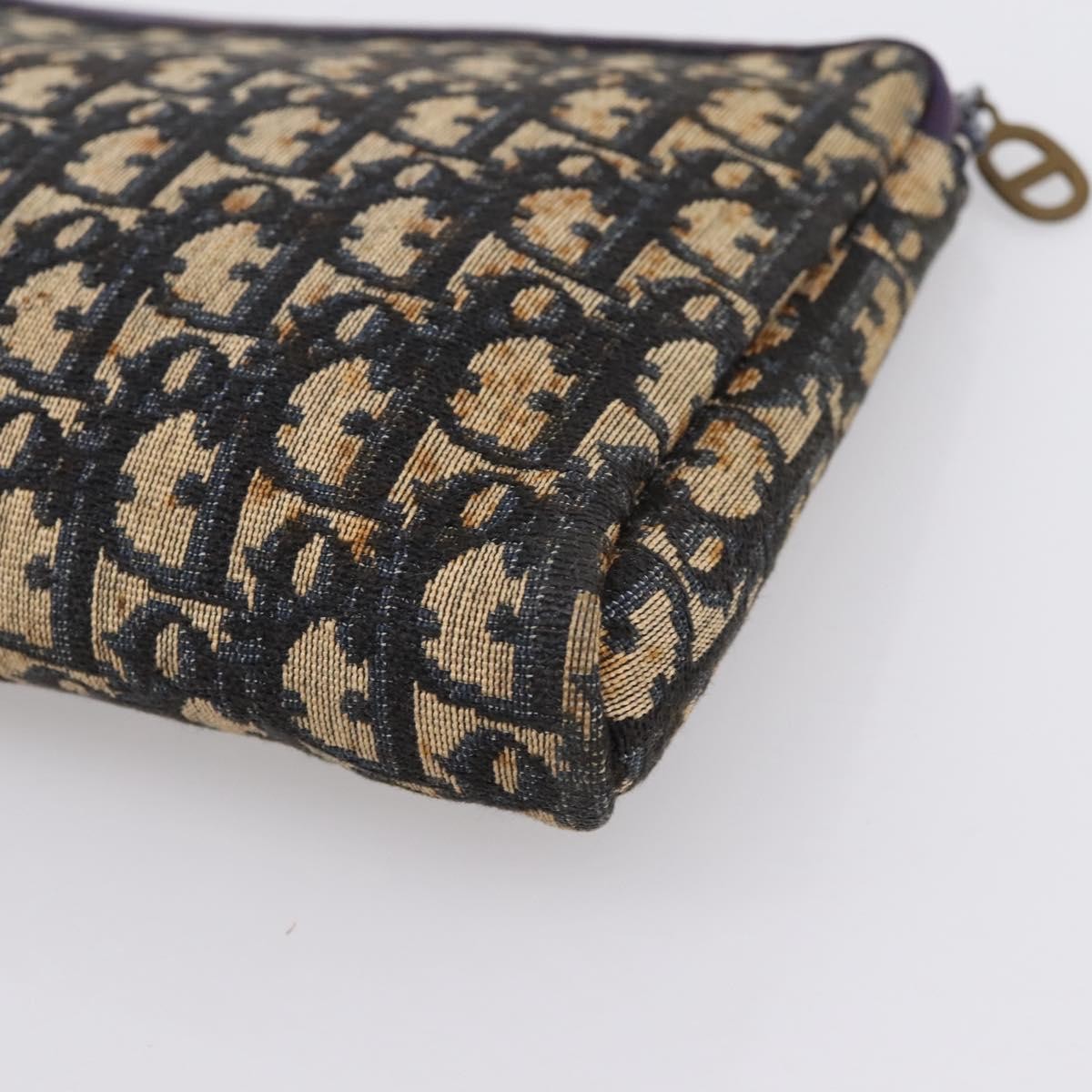Christian Dior Wristlet Clutch Oblique Canvas Navy Canvas Clutche & Pouche Bag (Pre-Owned)