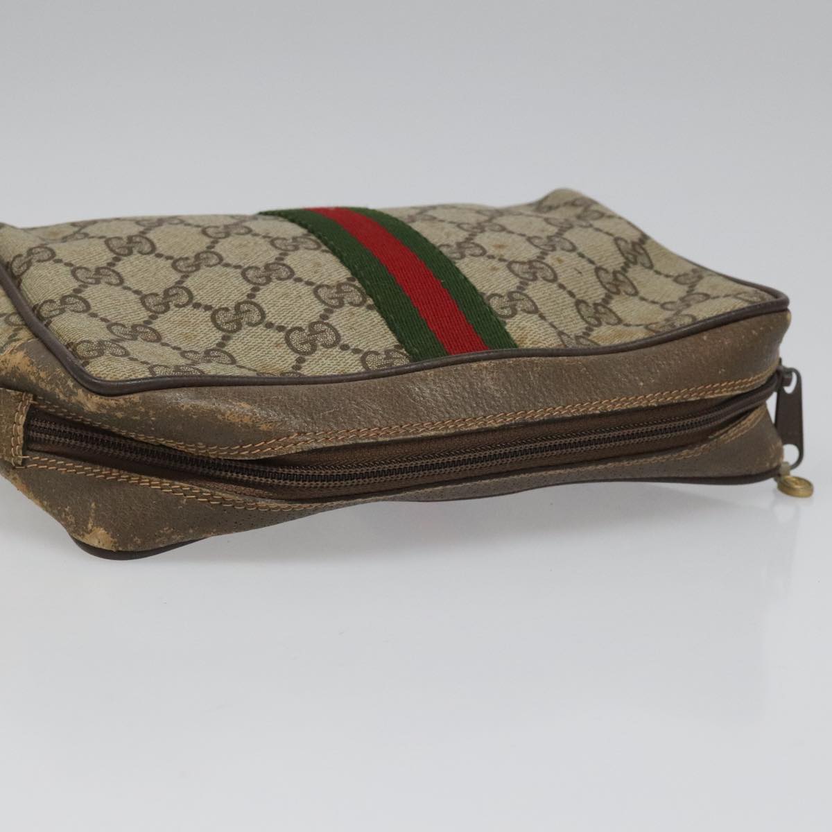Gucci Ophidia Beige Canvas Clutch Bag (Pre-Owned)