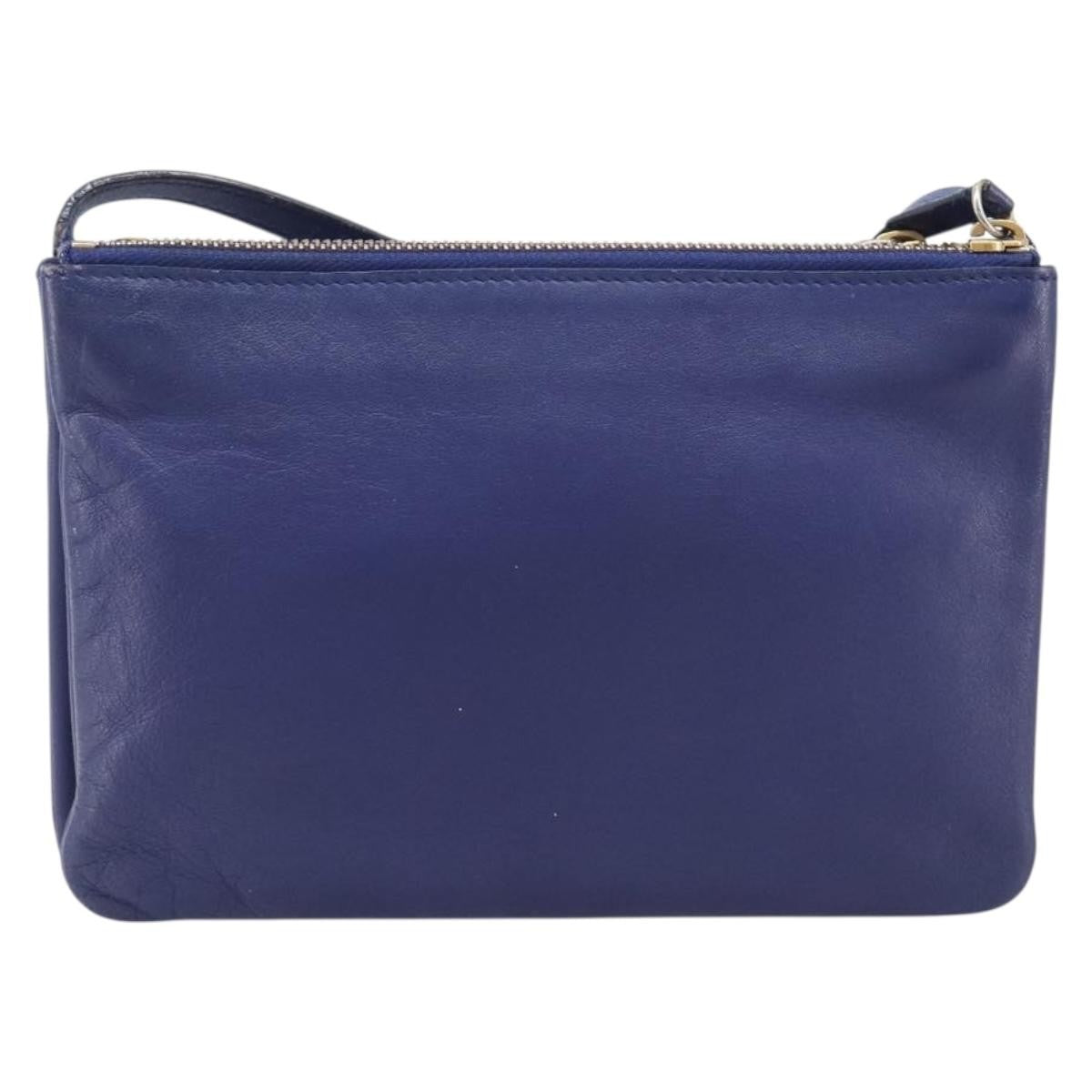 Celine Trio Leather Blue Leather Crossbody Bag Bag (Pre-Owned)