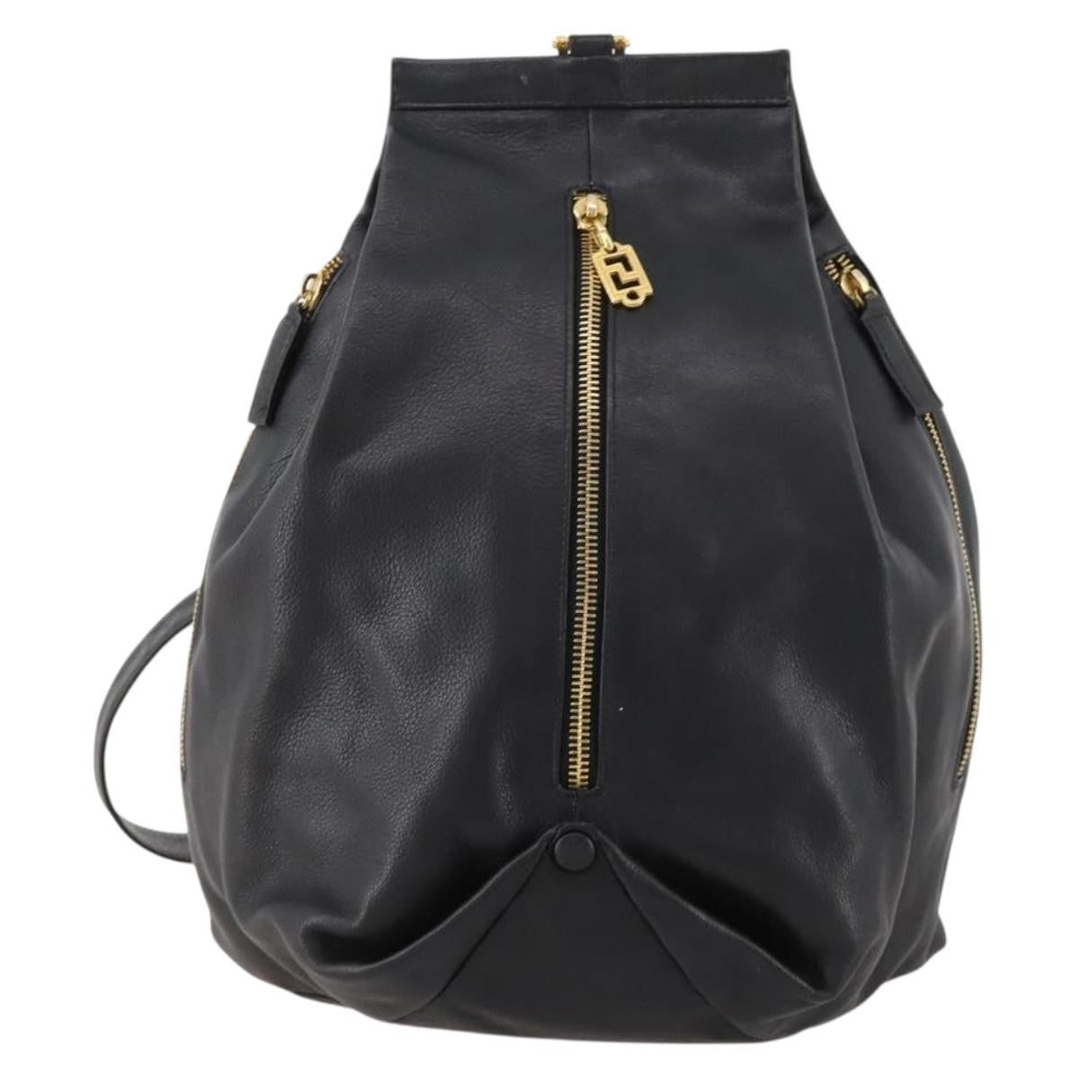 Versace Vintage Leather Black Leather Shoulder Bag Bag (Pre-Owned)