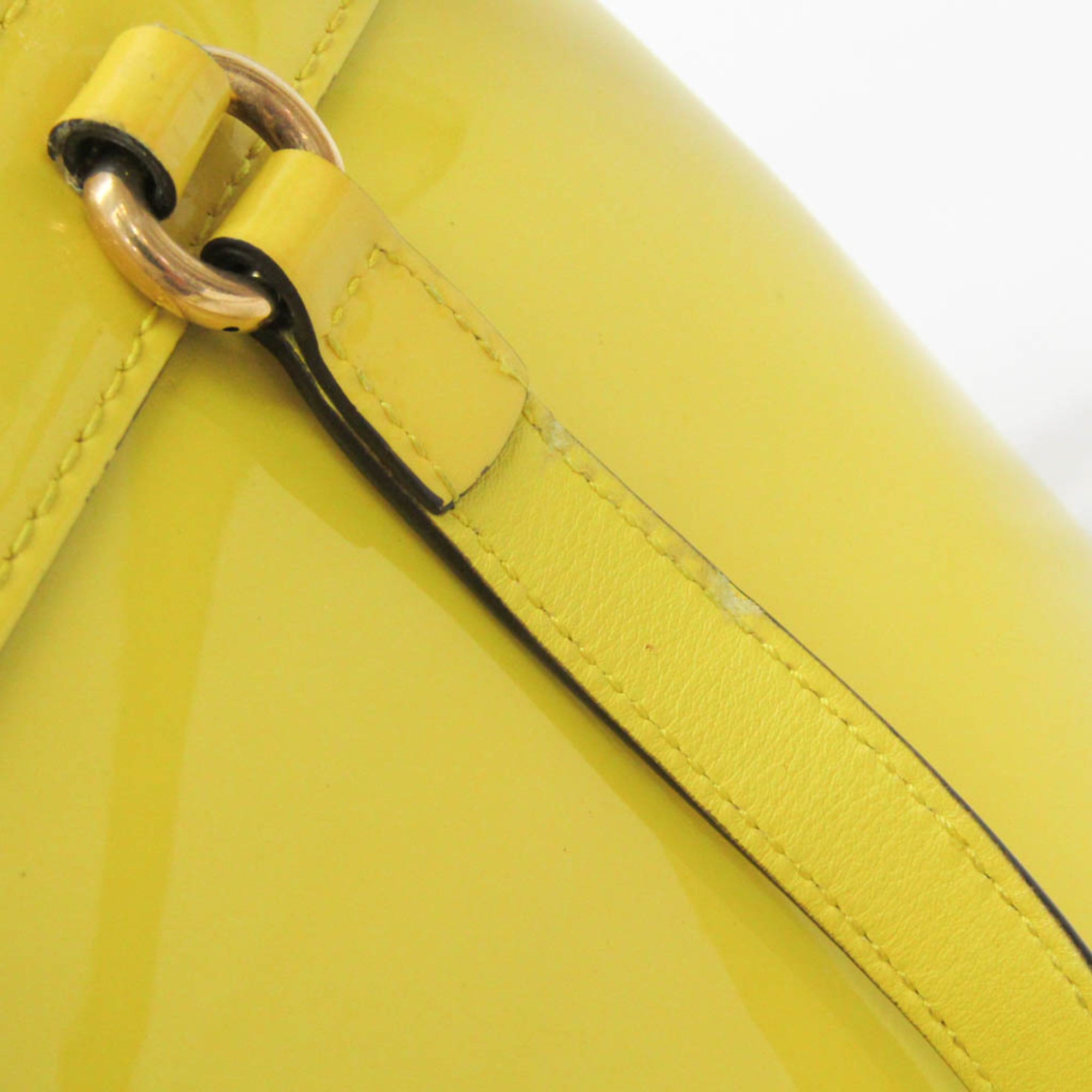 Gucci Bright Bit Convertible Tote Patent Leather Yellow Patent_Leather Handbag (Pre-Owned)