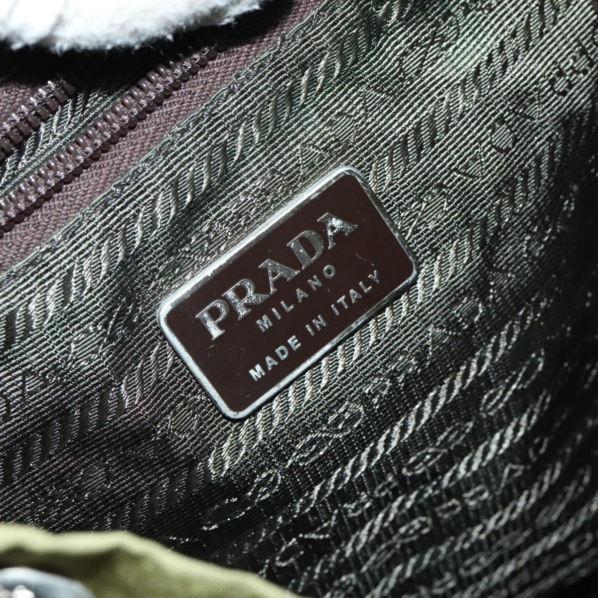 Prada Tessuto Khaki Synthetic Backpack Bag (Pre-Owned)