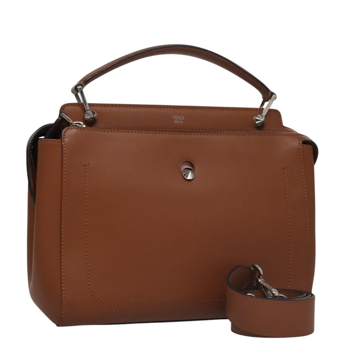 Fendi Dot Com Brown Leather Handbag (Pre-Owned)