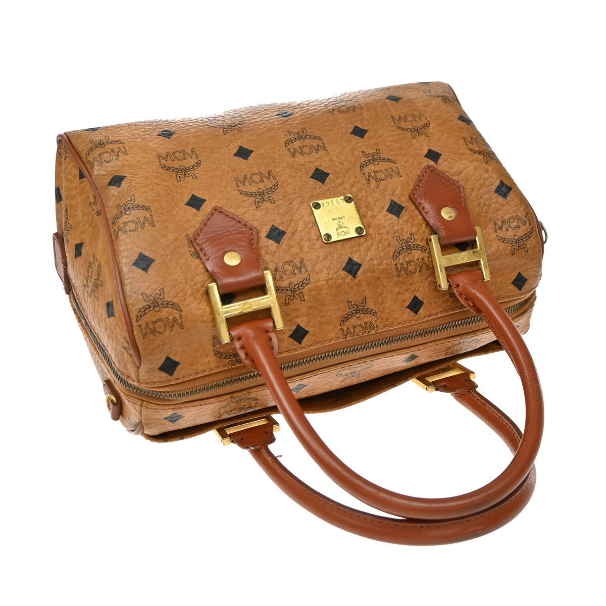 MCM Visetos Logogramme Canvas And Leather Brown Leather Handbag (Pre-Owned)