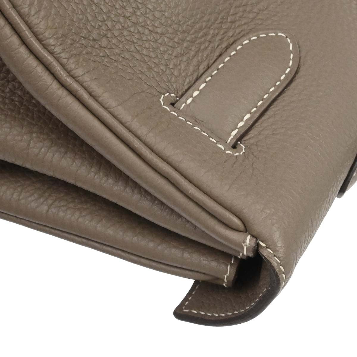 Hermes Shoulder Kelly Clemence Gray Leather Handbag (Pre-Owned)