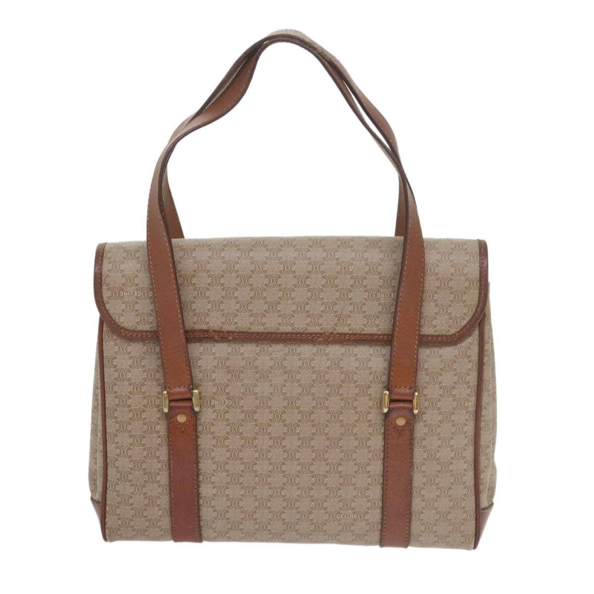 Celine Vintage Macadam Canvas And Leather Beige Canvas Handbag (Pre-Owned)