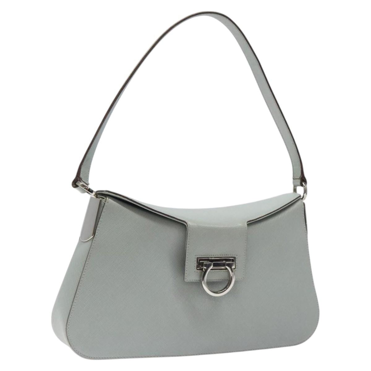 Salvatore Ferragamo Gancini Blue Leather Shoulder Bag (Pre-Owned)