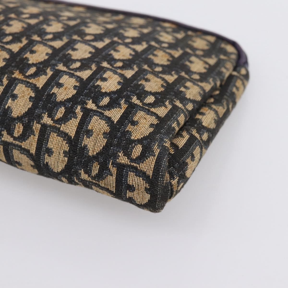 Christian Dior Wristlet Clutch Oblique Canvas Navy Canvas Clutche & Pouche Bag (Pre-Owned)