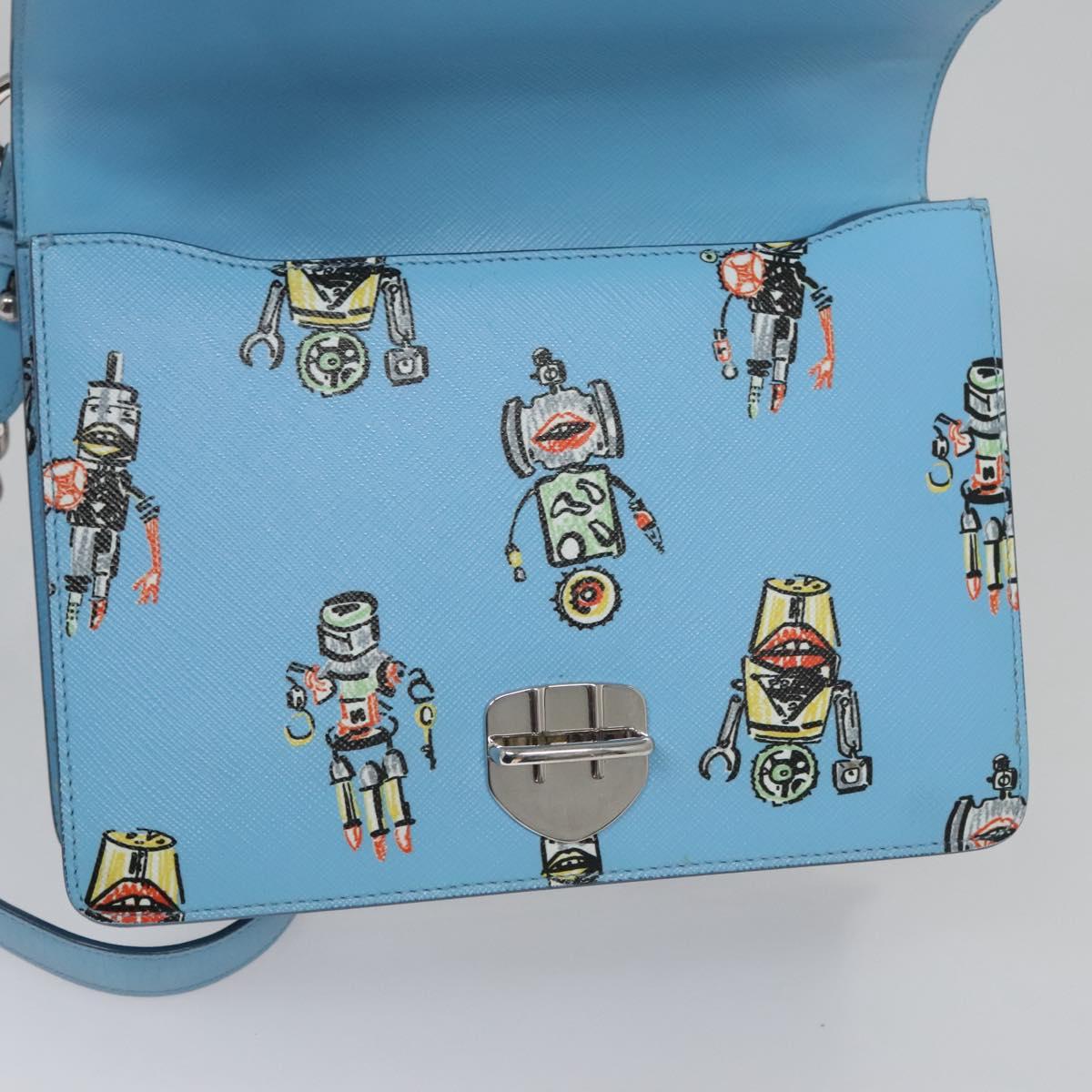 Prada Robot Blue Leather Shoulder Bag (Pre-Owned)