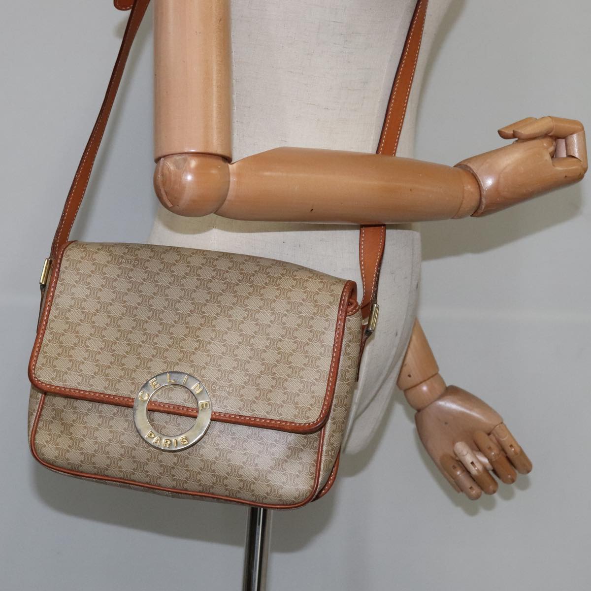 Céline Macadam Beige Canvas Shoulder Bag (Pre-Owned)