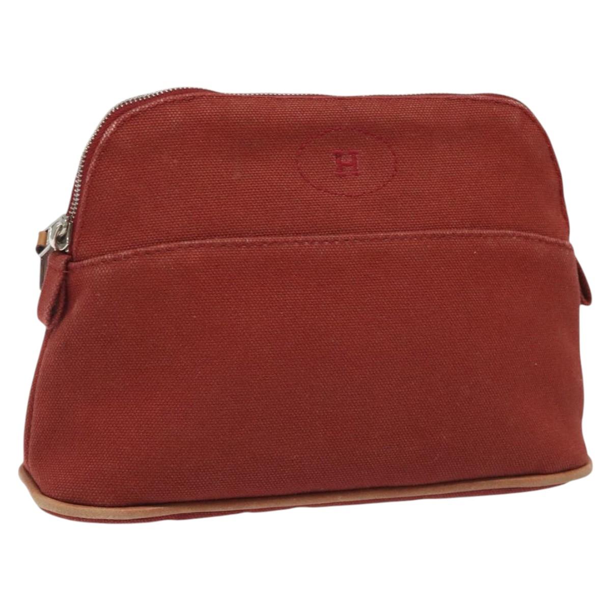 Hermès Bolide Burgundy Canvas Clutch Bag (Pre-Owned)