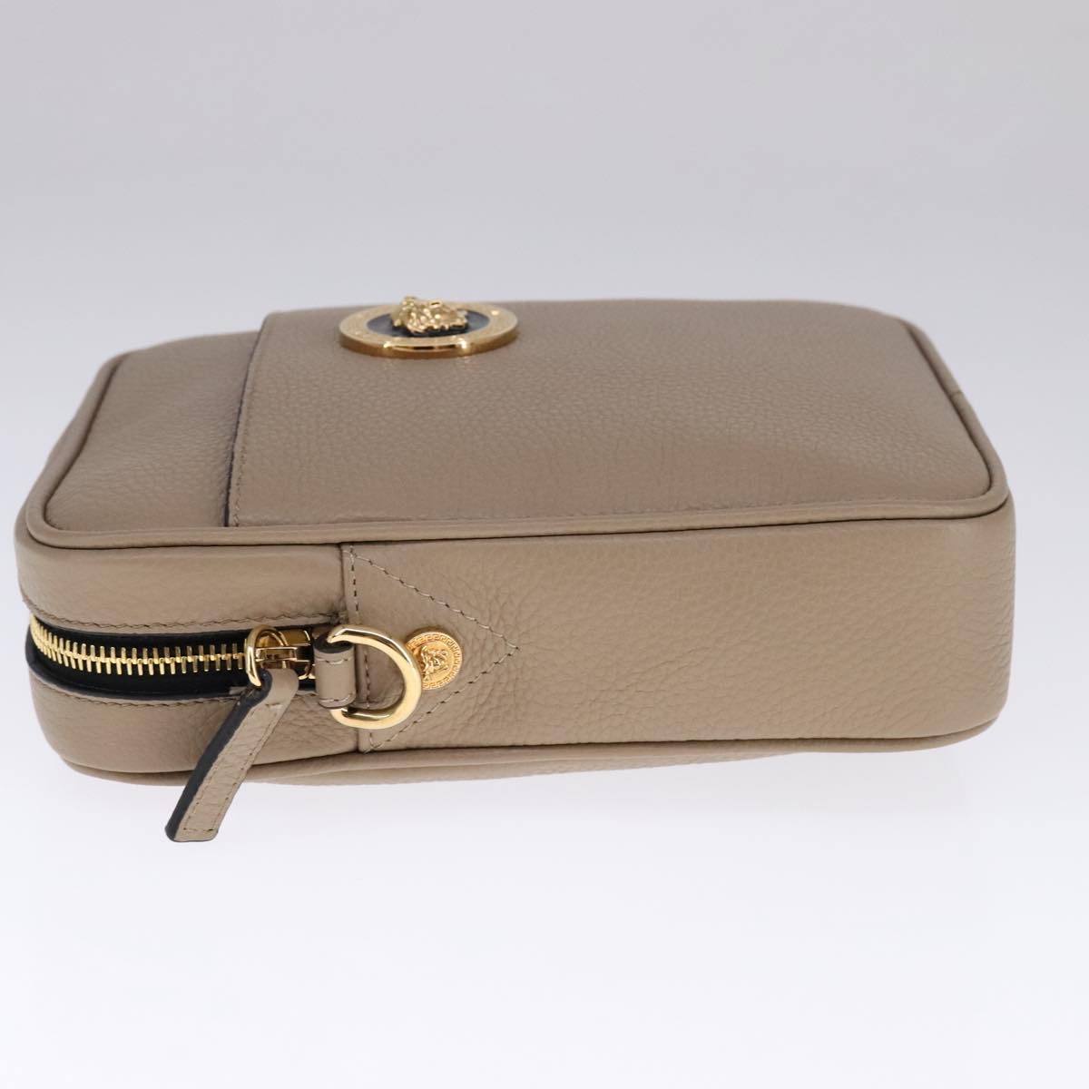 Versace Medusa Beige Leather Shoulder Bag (Pre-Owned)