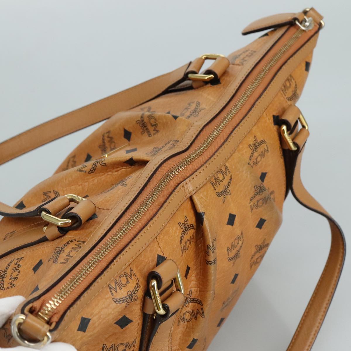 MCM Visetos Brown Canvas Tote Bag (Pre-Owned)
