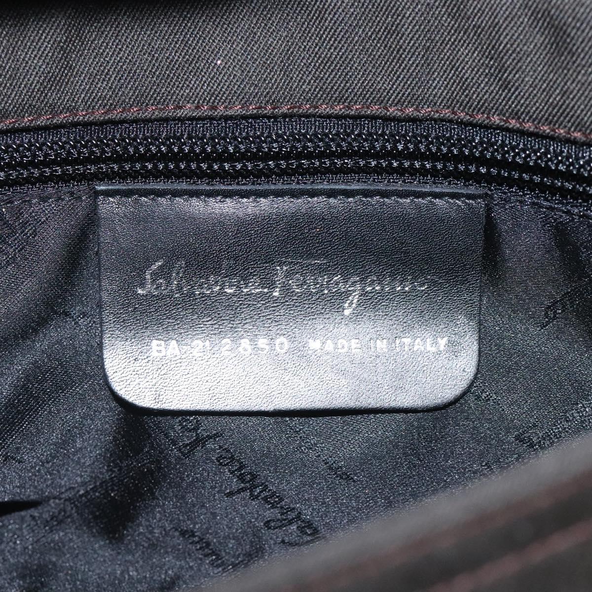 Salvatore Ferragamo Gancini Black Canvas Shoulder Bag (Pre-Owned)