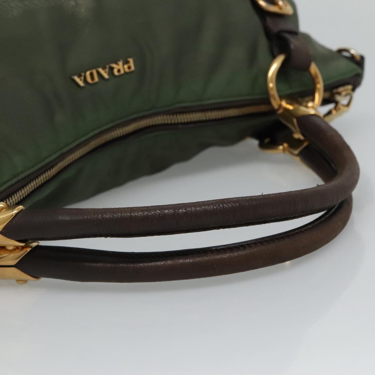 Prada Logo Jacquard Khaki Synthetic Handbag (Pre-Owned)