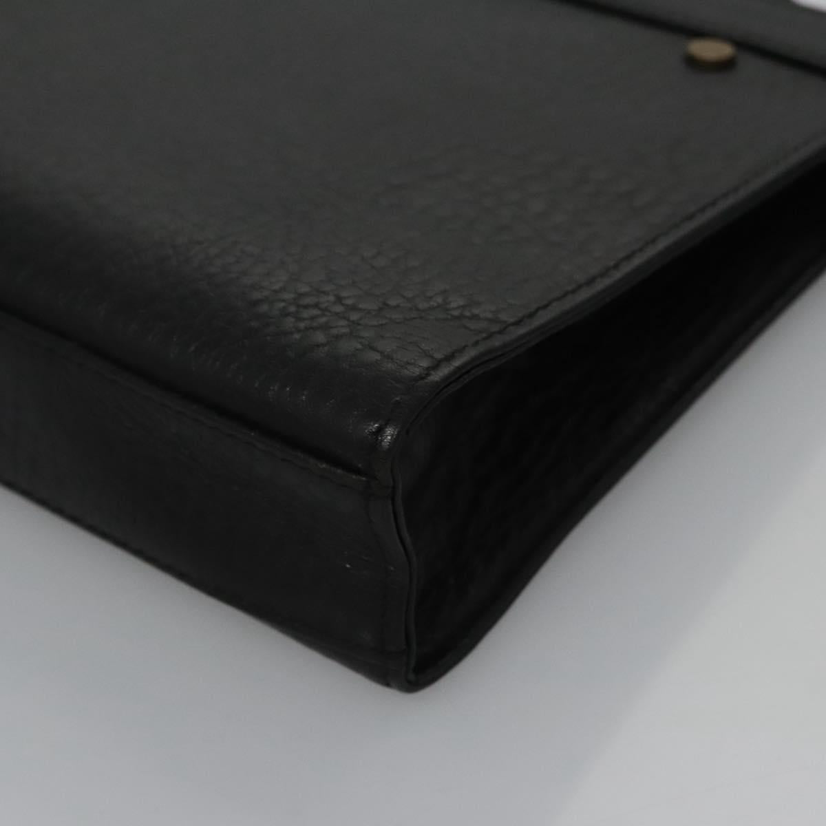 Burberry Check Link Black Leather Clutch Bag (Pre-Owned)