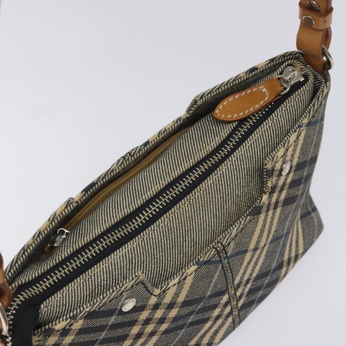 Burberry Nova Check Blue Canvas Shoulder Bag (Pre-Owned)