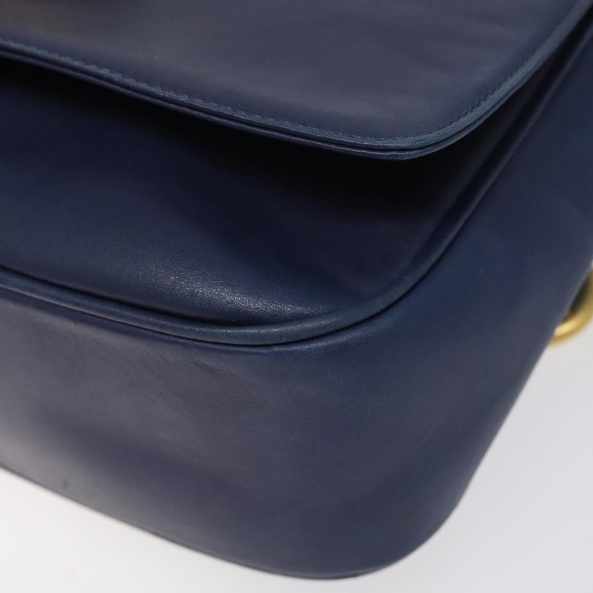 Céline Logo Du Cercle Blue Leather Shoulder Bag (Pre-Owned)