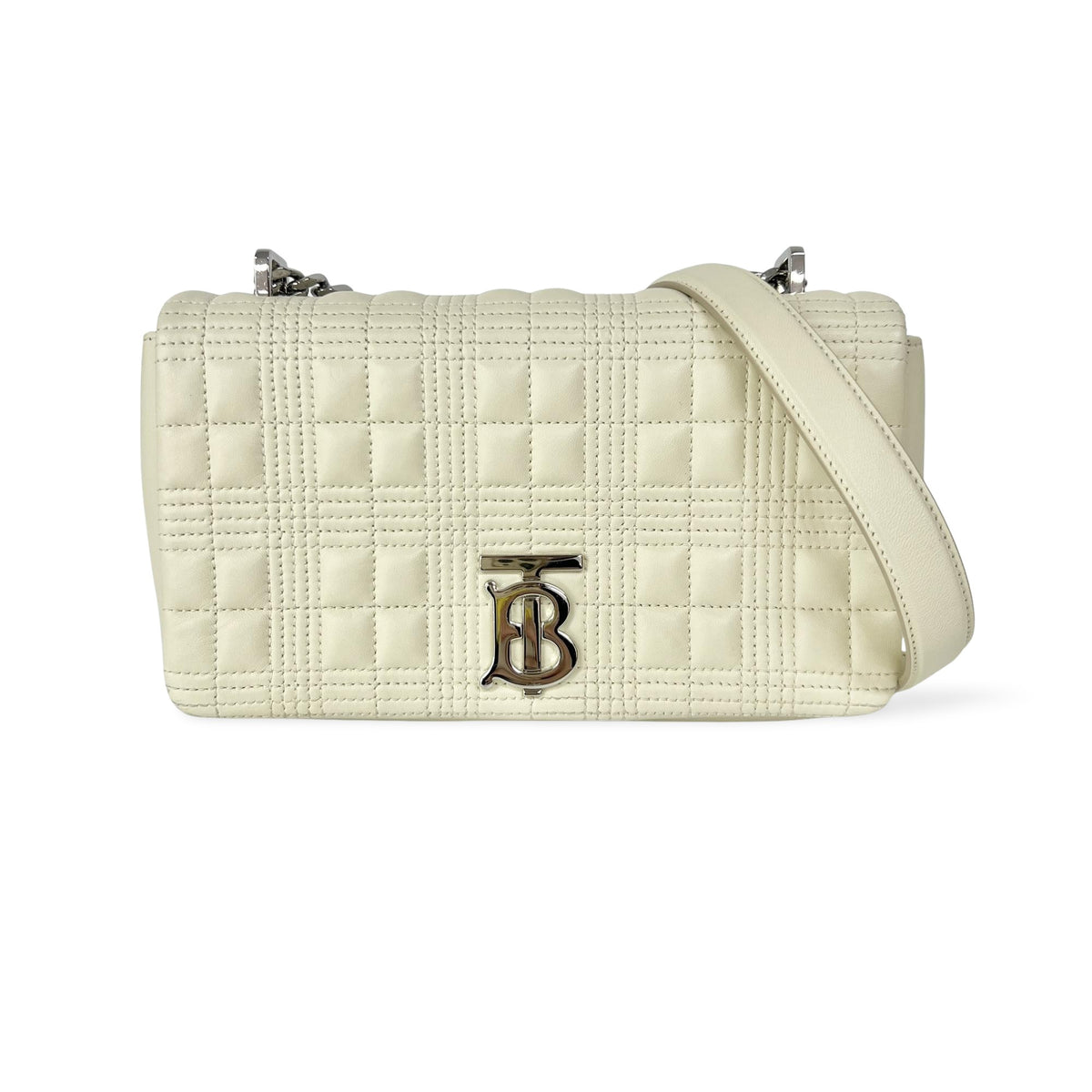 Burberry Lola Wallet On Chain Quilted Leather Ecru Leather Crossbody Bag Bag (Pre-Owned)