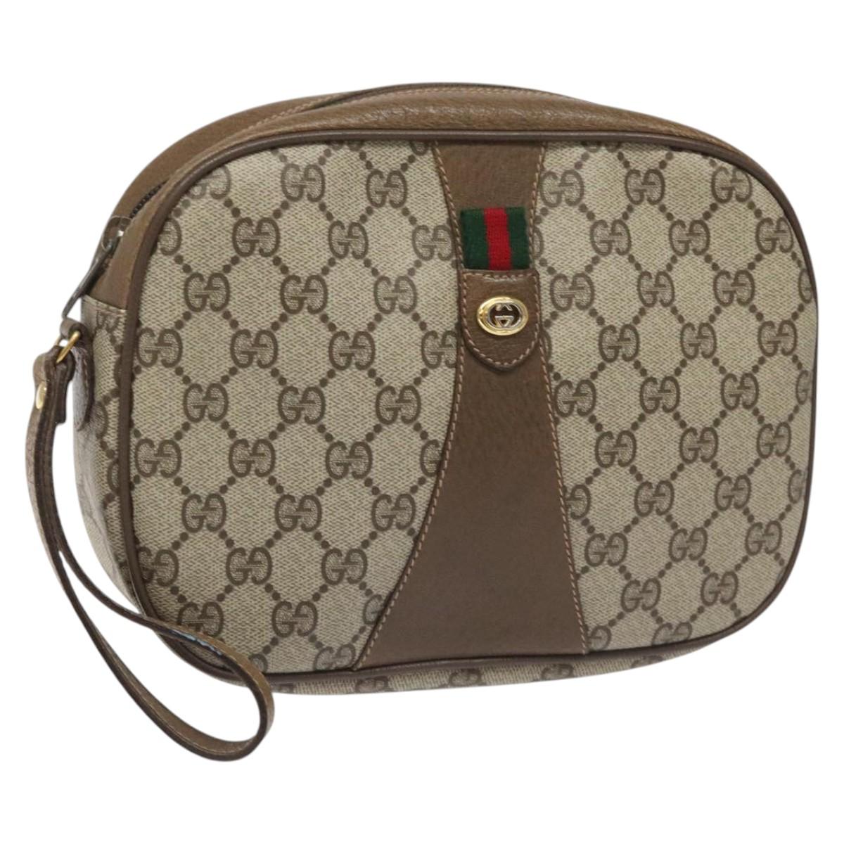 Gucci Ophidia Beige Canvas Clutch Bag (Pre-Owned)